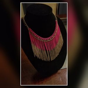 Pink and Silver Multi-Chain Necklace